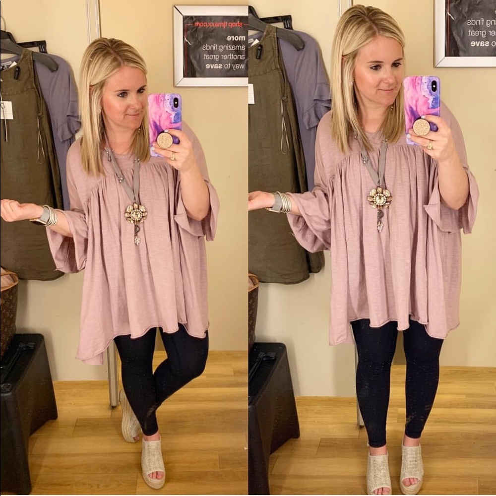 Pink bell sleeve tunic